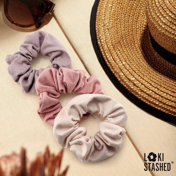 3-PACK Suede Hair Tie Scrunchies for VSCO Girls & Women, THE ORIGINAL HIDDEN POC - Picture 6 of 7